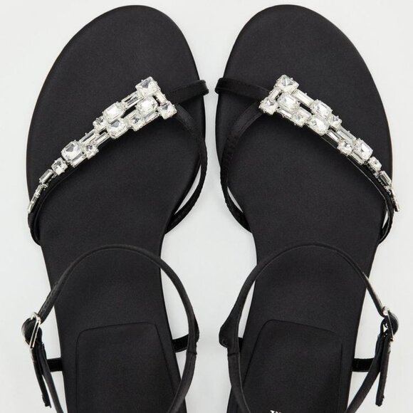 ZARA EMBELLISHED FLAT SANDALS SIZE 8 - Picture 6 of 7